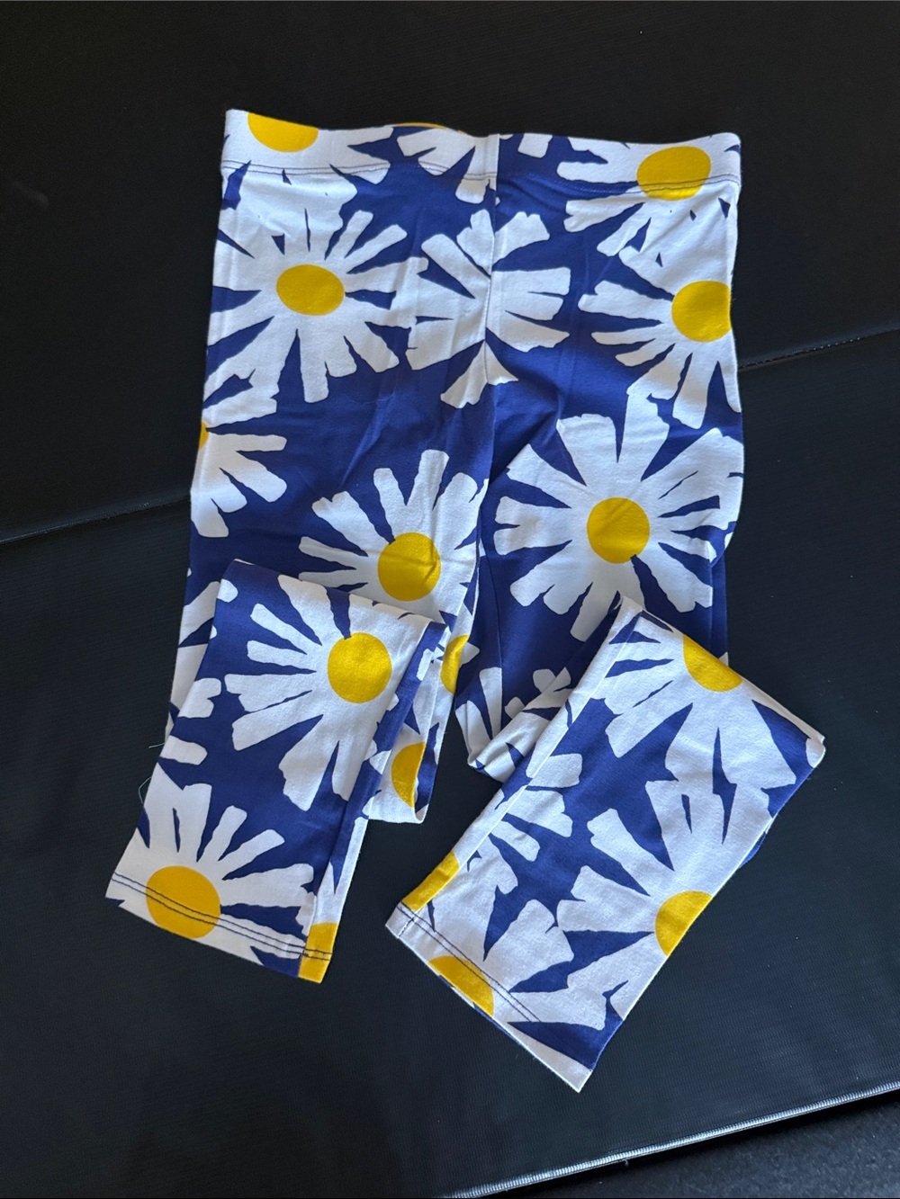 Kids blue Daisy Print Leggings - Yellow & White Floral
